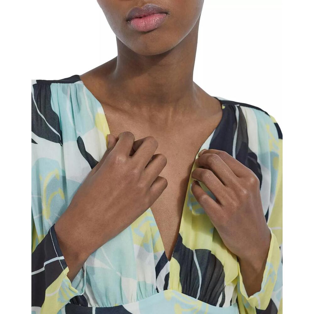The Kooples Hibiscus Silk Midi Dress Size 1 (US S) Green Floral NWT - Picture 3 of 10